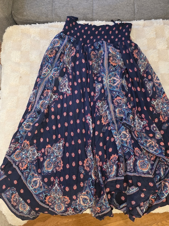 Free People Dresses & Skirts - Free People Navy Maxi Skirt with Coral and Blue Paisley